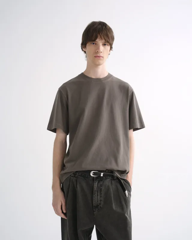 agolde-asha-mock-neck-tee-t-shirt-millstone-grau-leicht image 1
