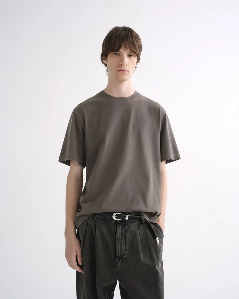 agolde-asha-mock-neck-tee-t-shirt-millstone-grau-leicht image 1