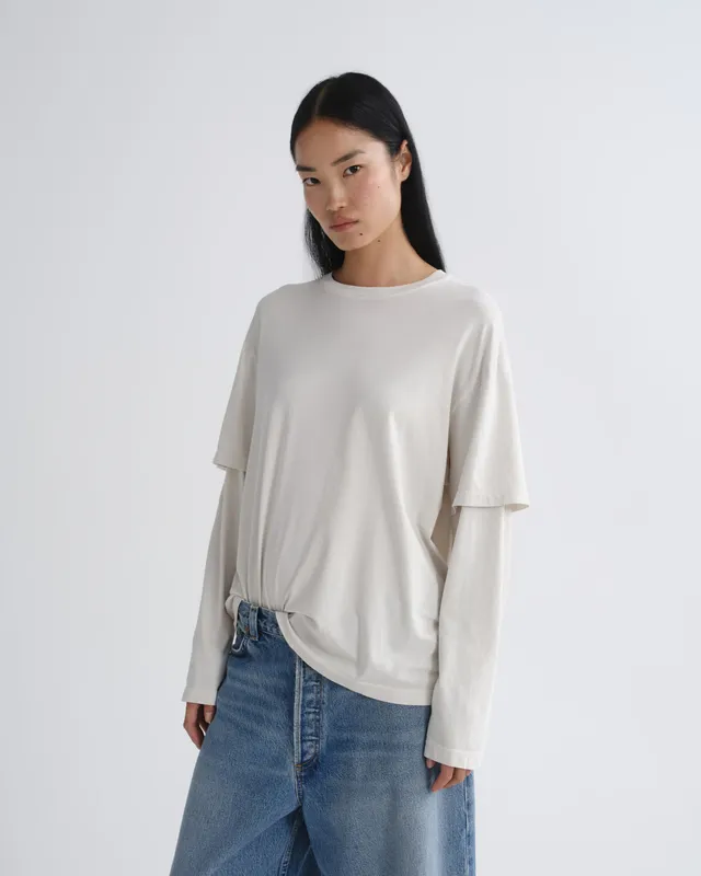 agolde-lois-tee-bone-t-shirt-creme-bio-baumwolle image 1