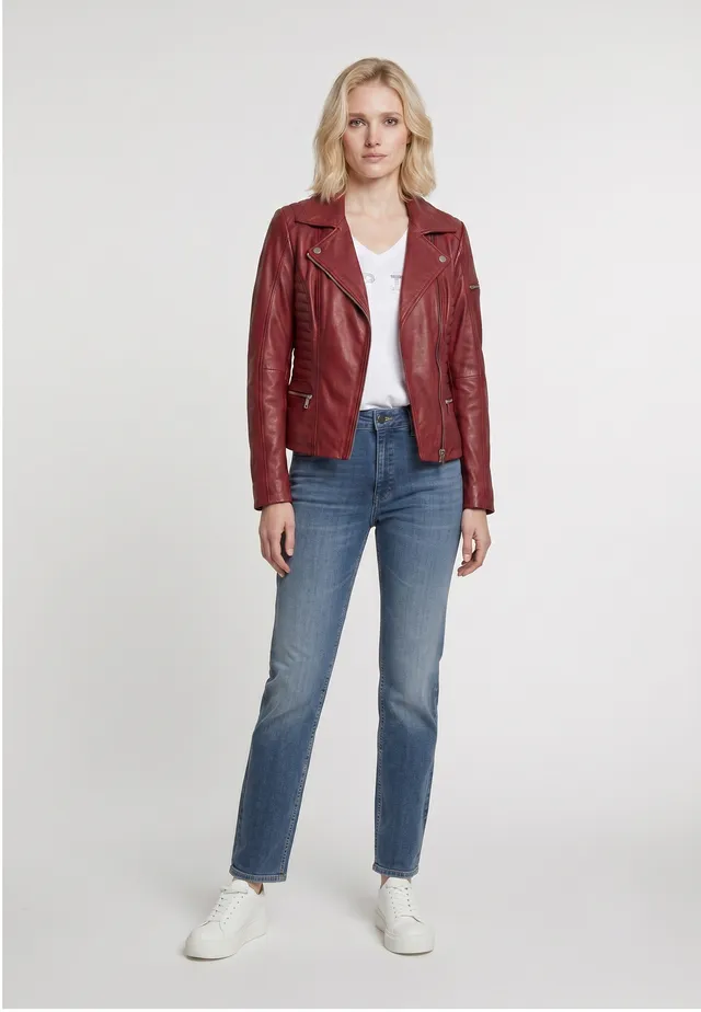 kaporal-frederika-lederjacke-rot-damen-lammleder image 1