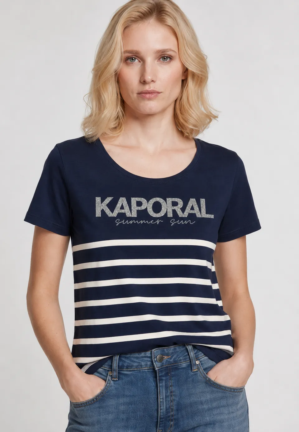 kaporal-kris-t-shirt-marine-damen-slim-streifen image 1