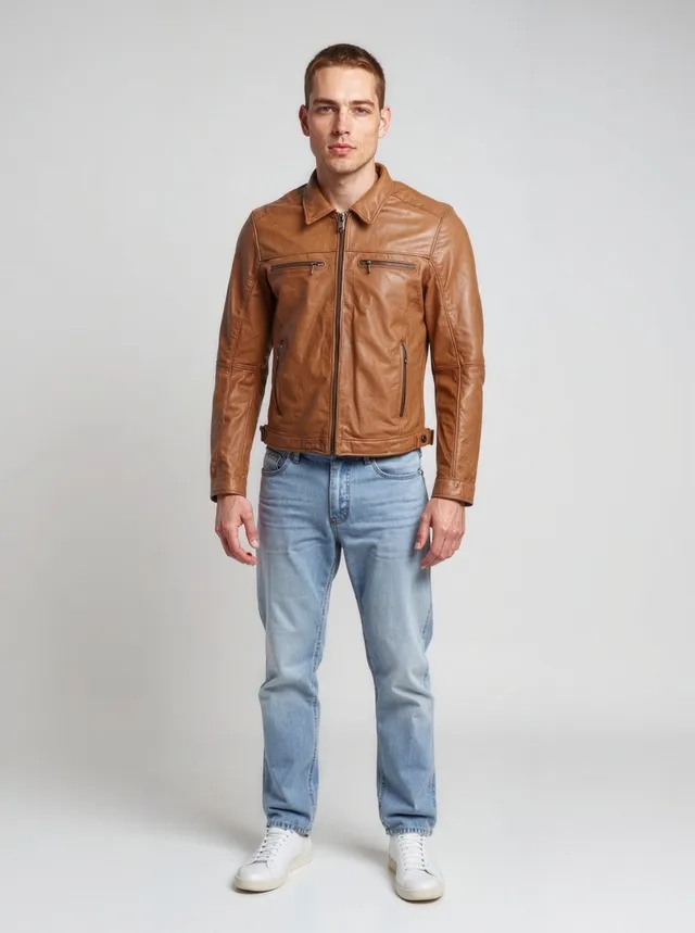 kaporal-boris-lederjacke-herren-cognac-slim-lammleder image 1