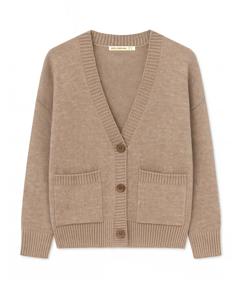 goldenim-paris-femme-gilet-beige-strickweste-tricot-damen image 1