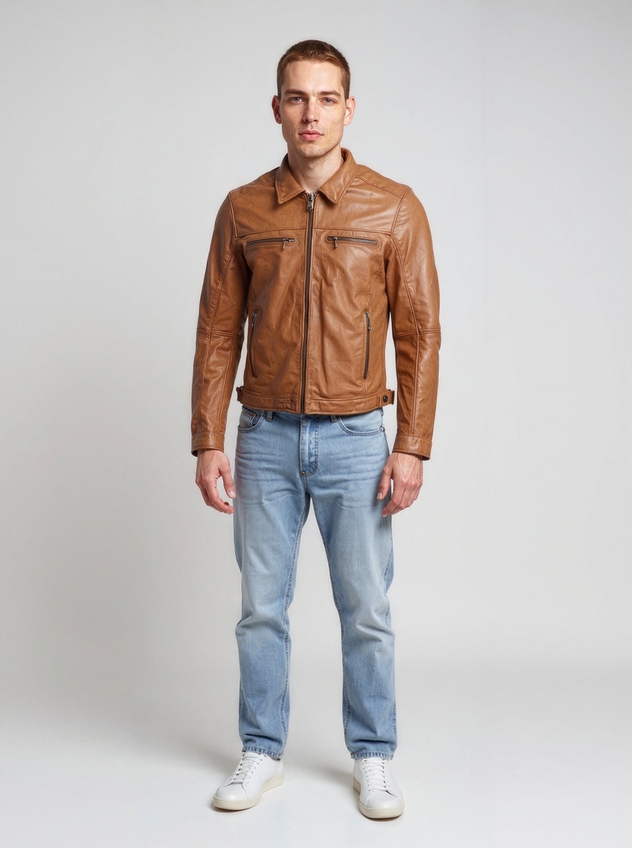 kaporal-boris-lederjacke-herren-cognac-slim-lammleder image 1