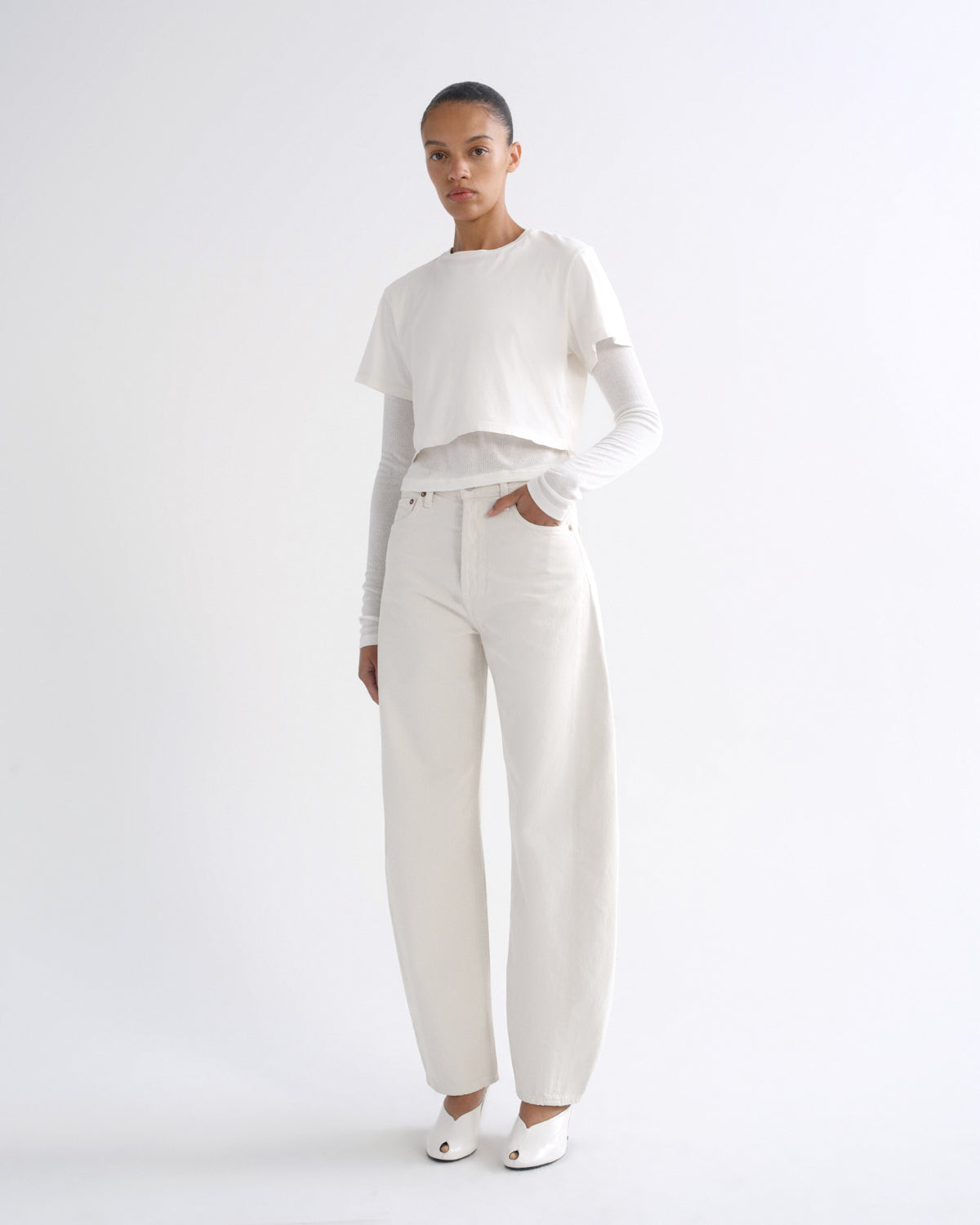 agolde-romily-tee-white-ash-t-shirt-creme-bio-baumwolle image 3