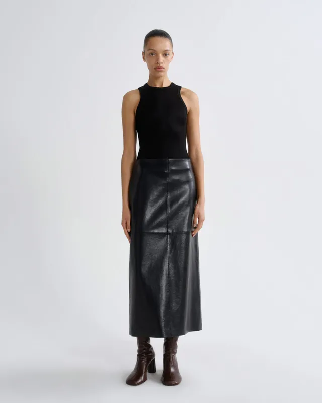 agolde-hikson-skirt-detox-lederrock-schwarz-midi image 1