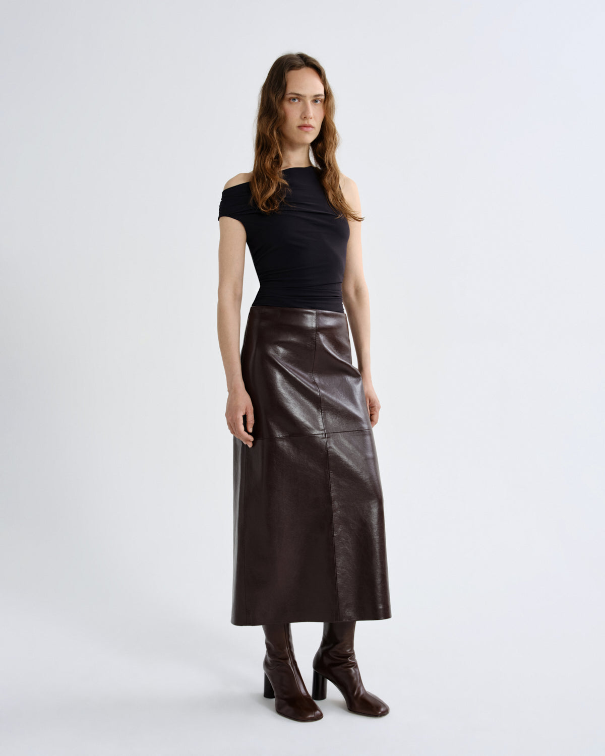 agolde-hikson-skirt-lederrock-madera-damen-braun-midi image 4