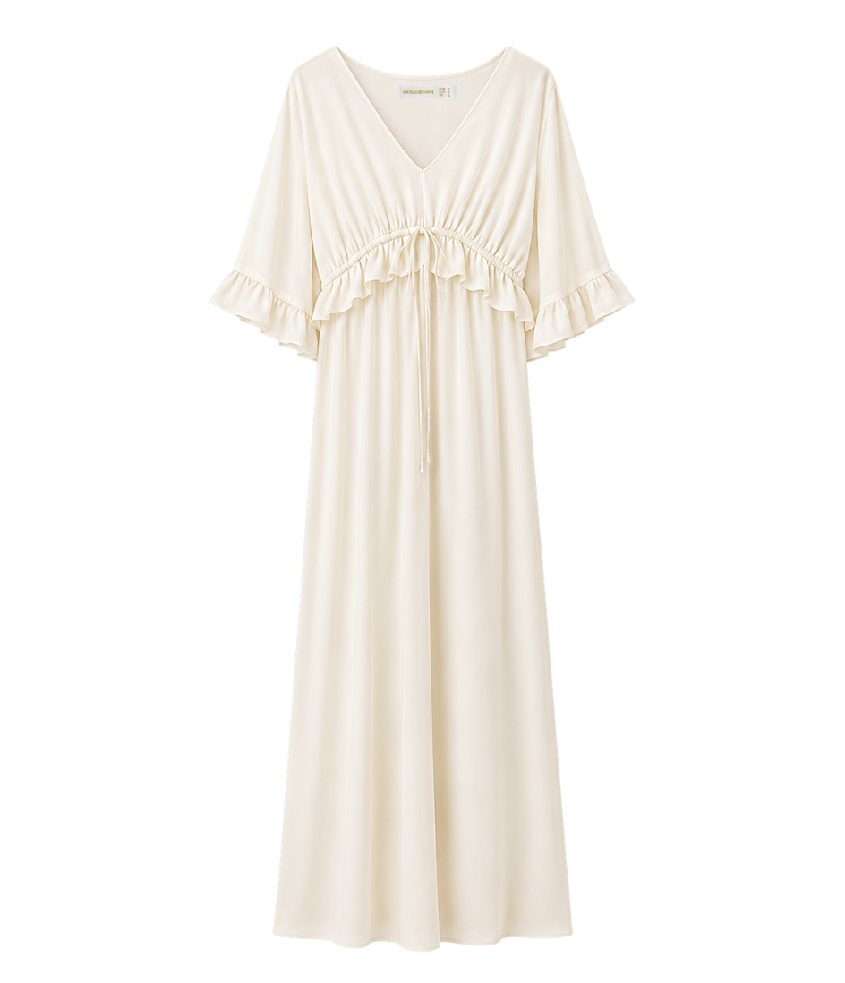 goldenim-paris-femme-poussin-satin-kleid-gelb image 1