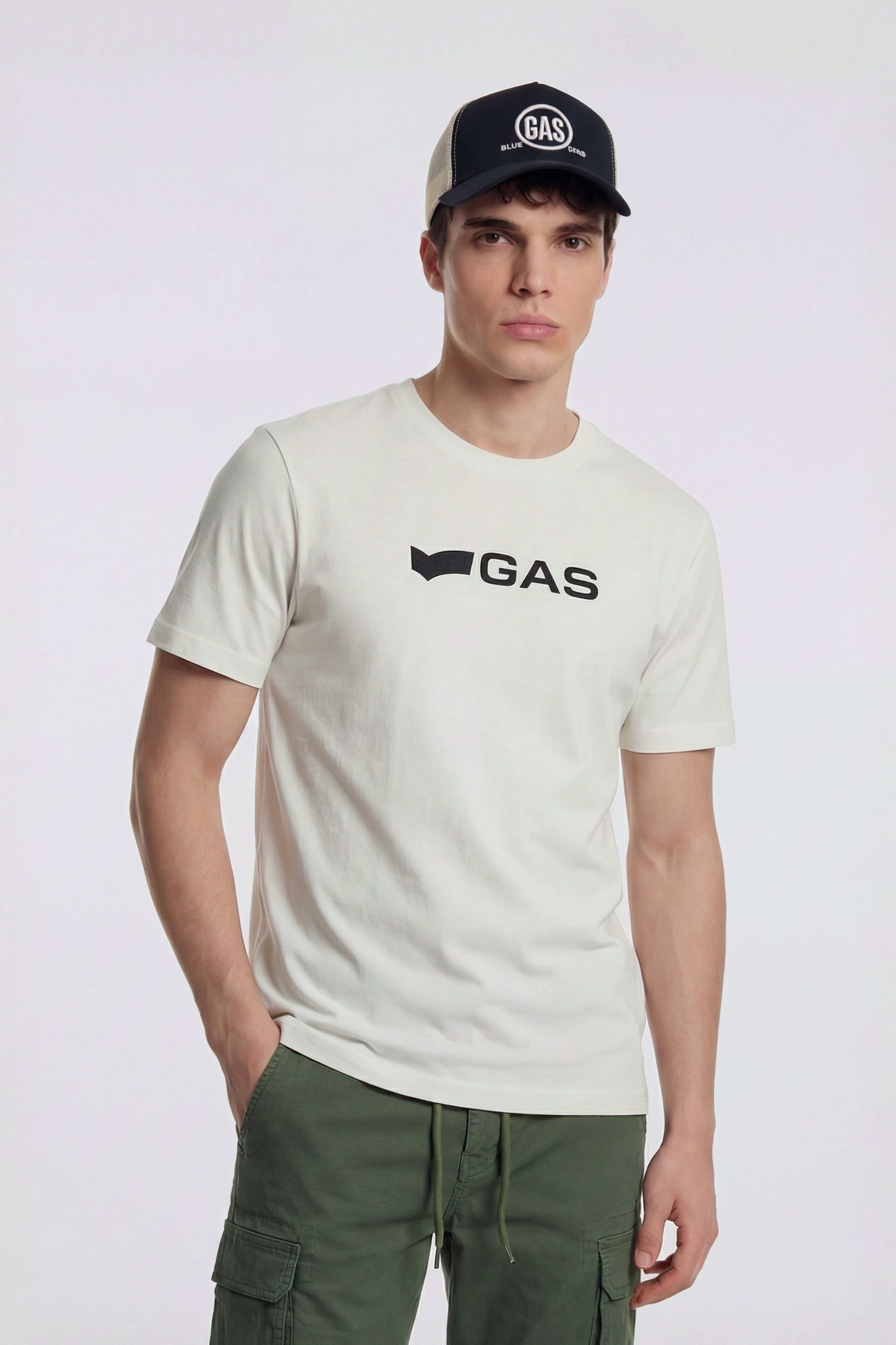 gas-dharis-logo-g-1029-t-shirt-herren-wei-baumwolle image 1