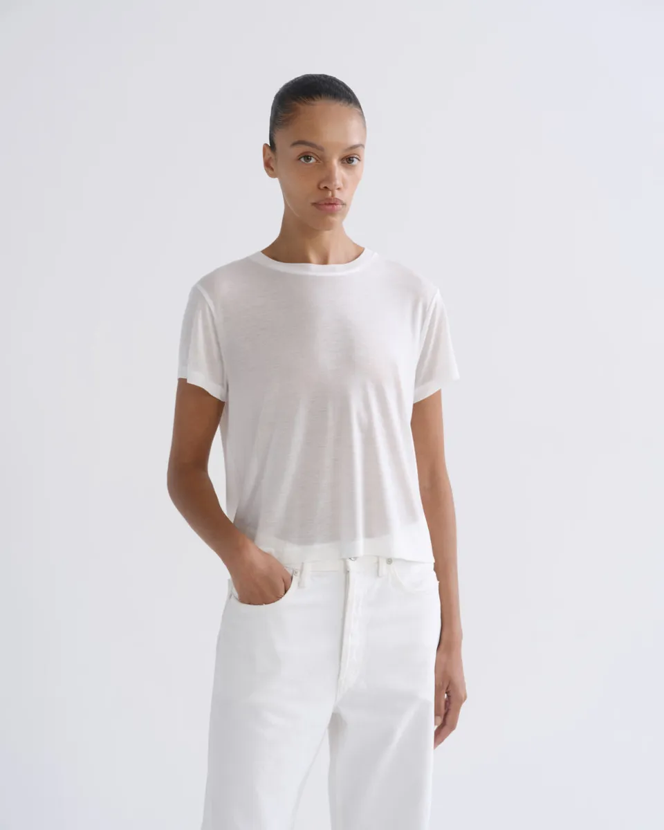 agolde-adine-shrunken-tee-t-shirt-gesso-damen image 1