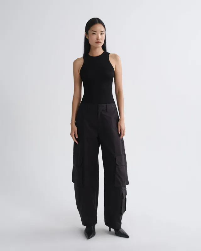 agolde-ambika-utility-hose-schwarz-damen-sateen-tapered image 1