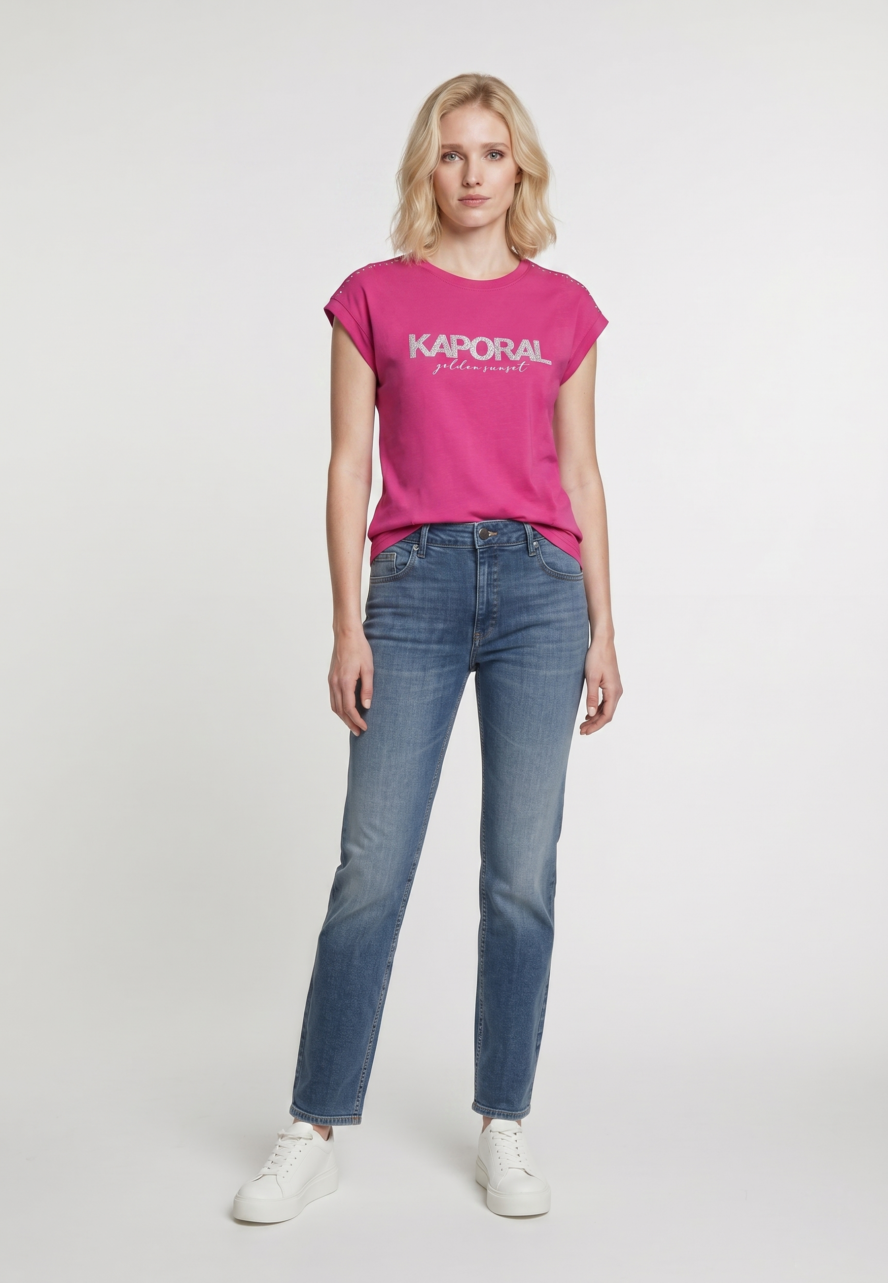 kaporal-kopy-t-shirt-damen-rosa-baumwolle-print image 1