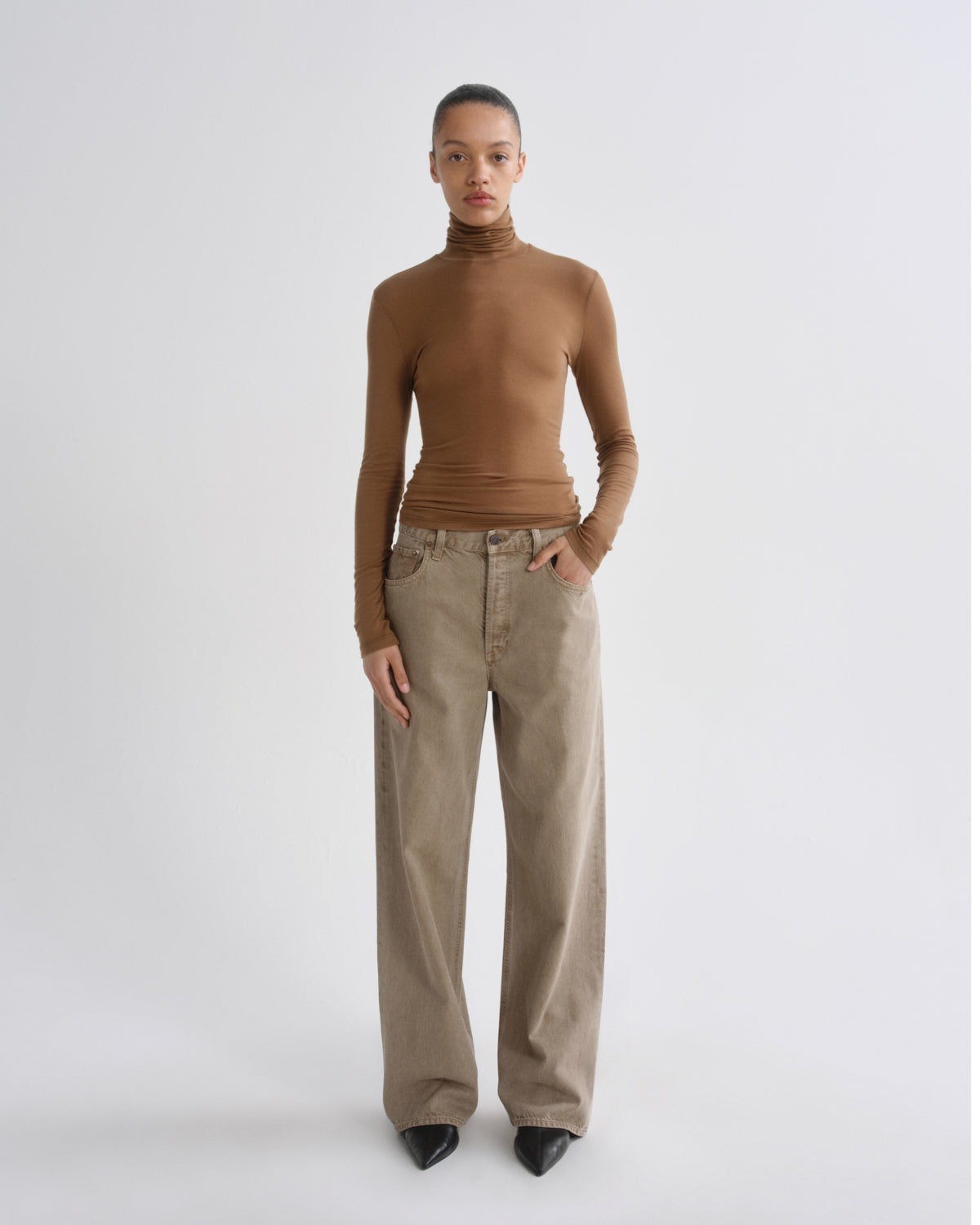 agolde-pascale-turtleneck-rollkragenpullover-honeycomb-braun image 3