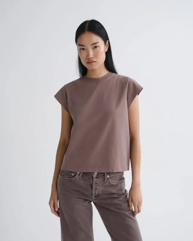 agolde-bryce-cap-sleeve-tee-damen-t-shirt-mauvine image 1