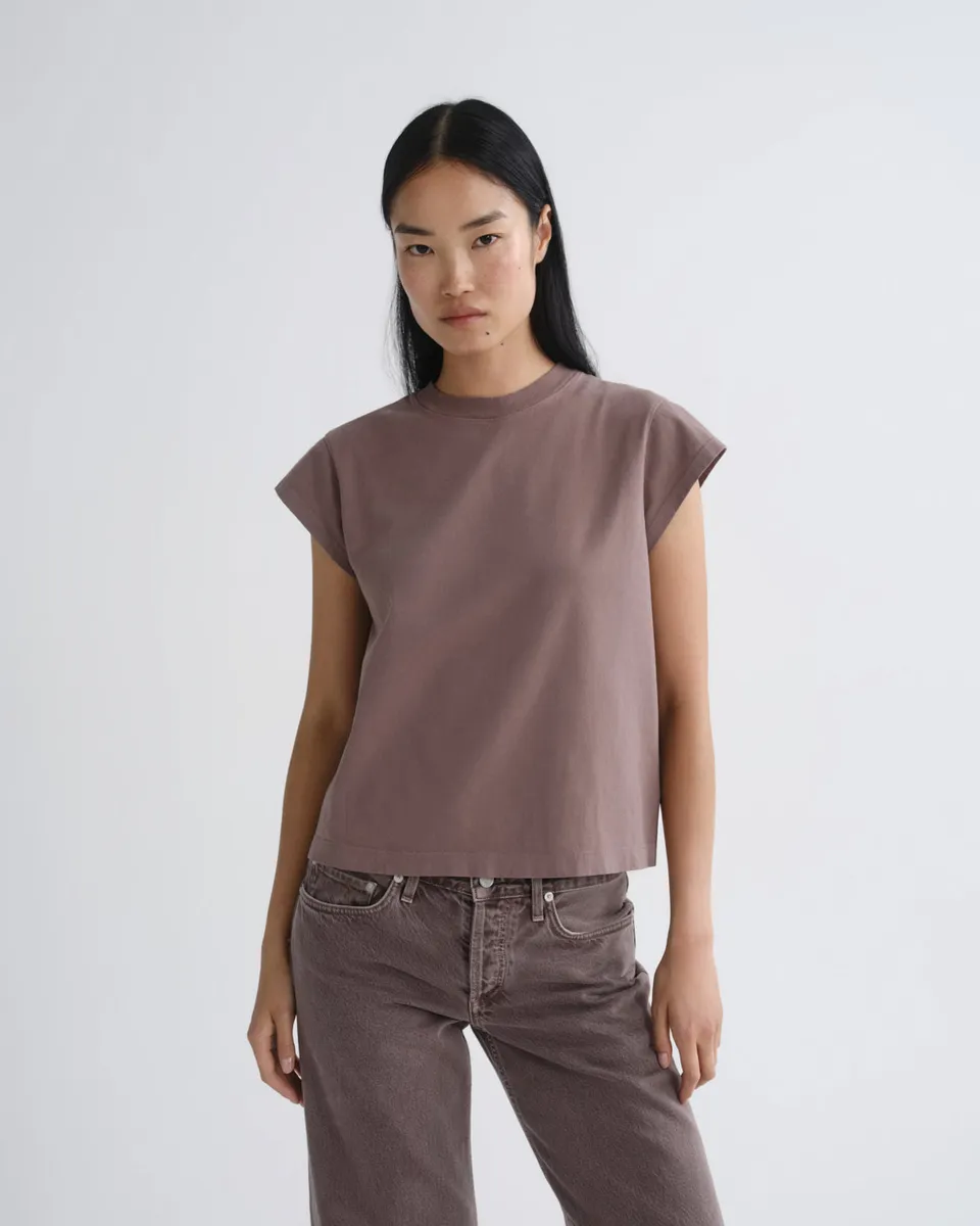 agolde-bryce-cap-sleeve-tee-damen-t-shirt-mauvine image 1