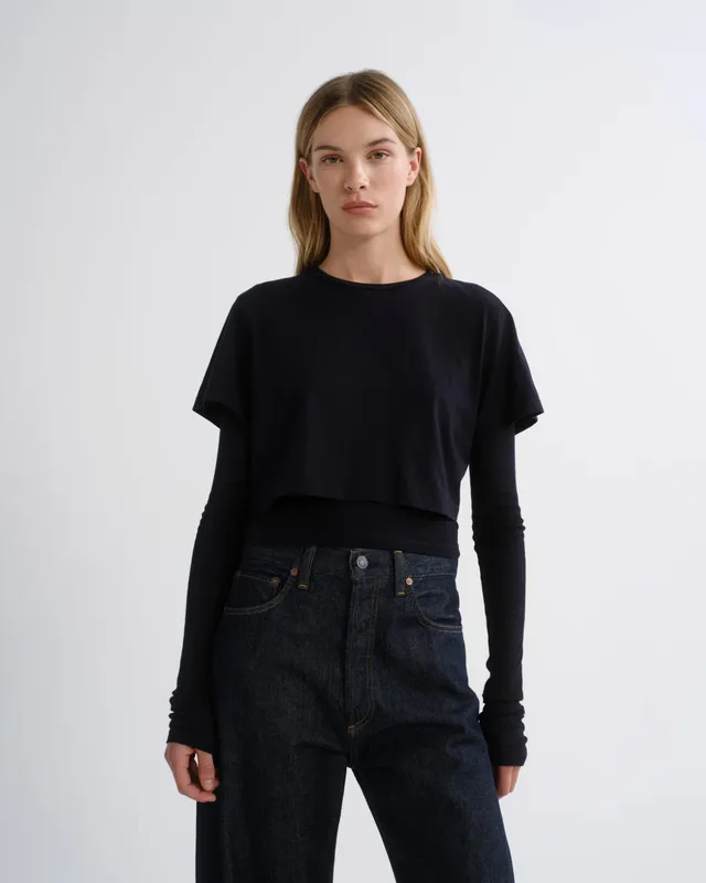 agolde-romily-tee-t-shirt-blackened-navy-cropped image 1