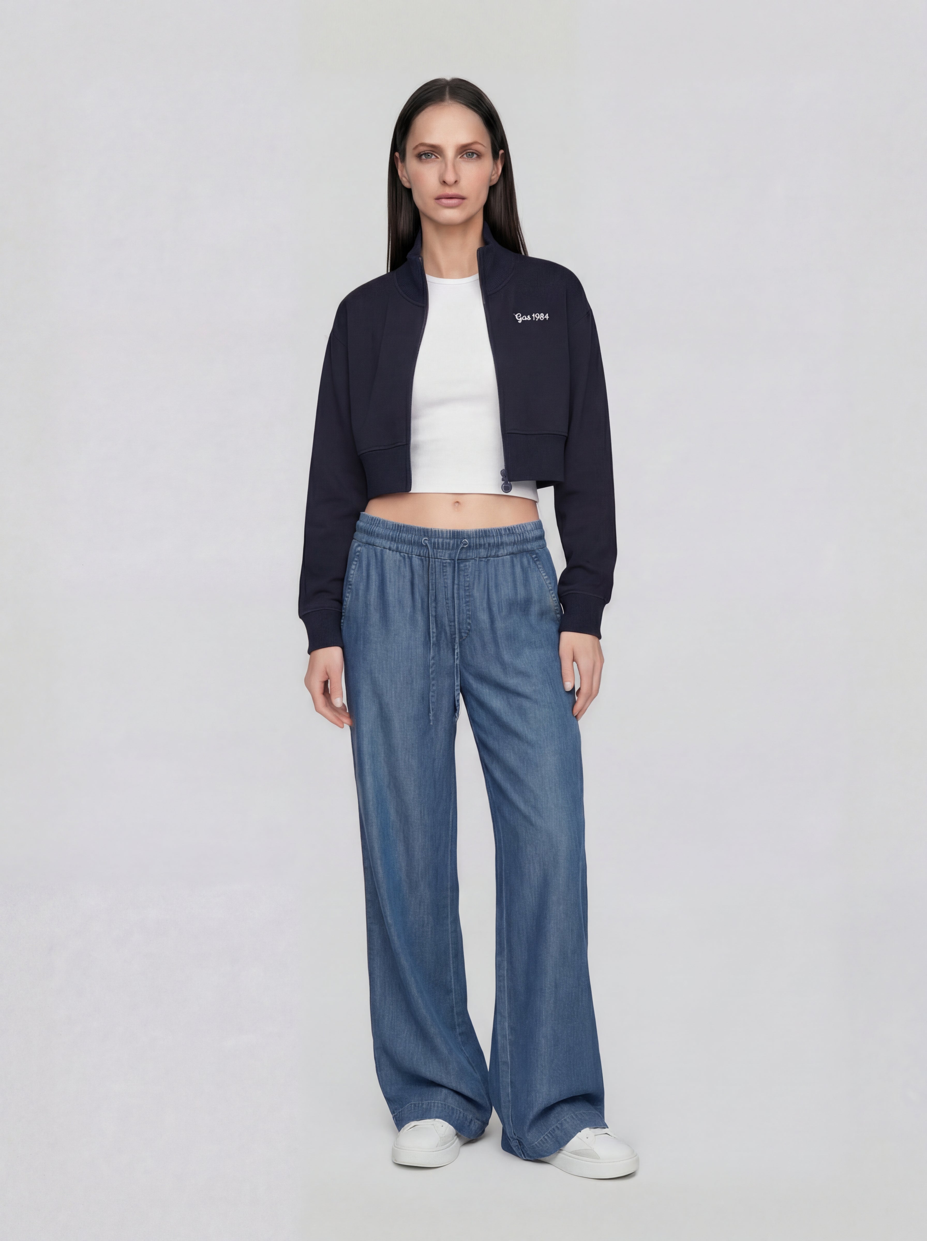 gas-jildy-crop-zip-4706-sweatjacke-damen-schwarz-cropped image 2