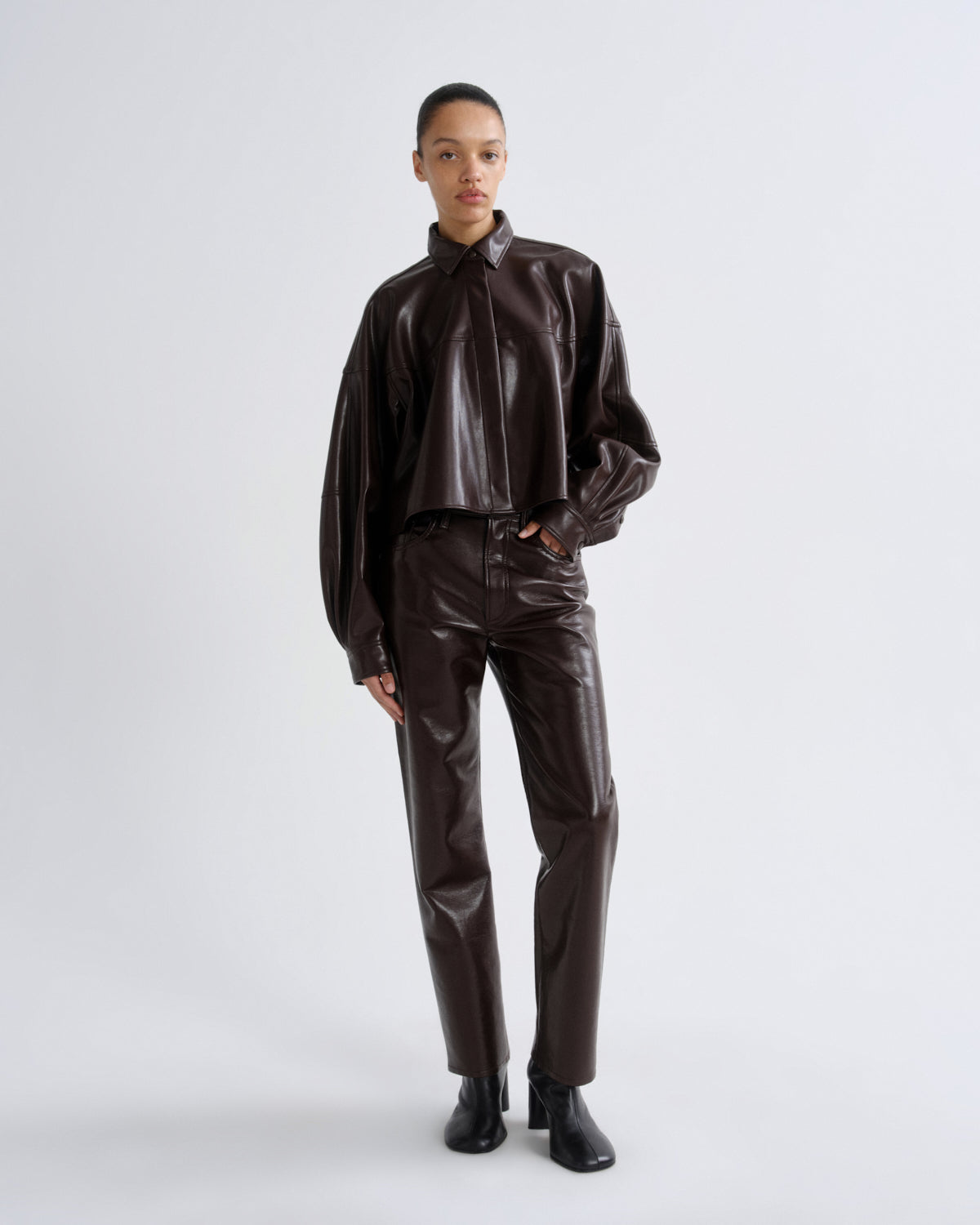 agolde-agnes-hemd-madera-braun-kunstleder-damen image 5
