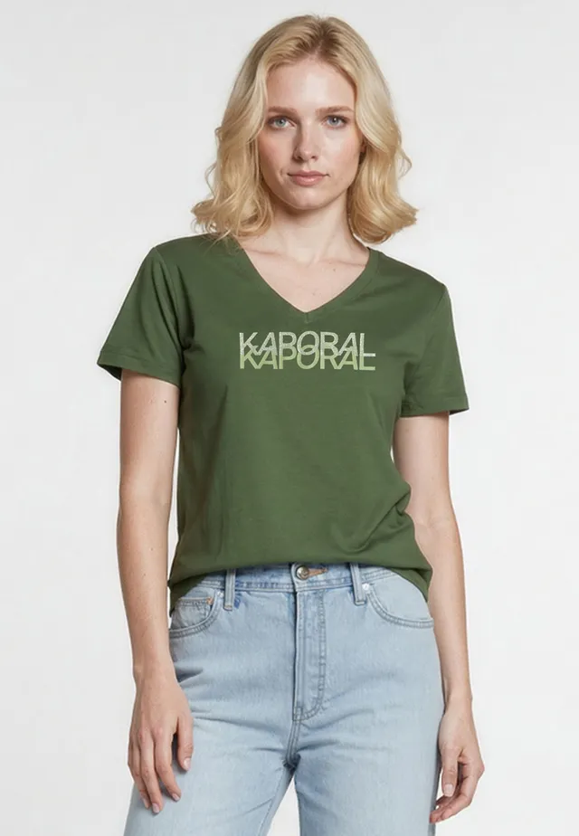 kaporal-lia-t-shirt-khaki-slim-v-ausschnitt-damen image 1