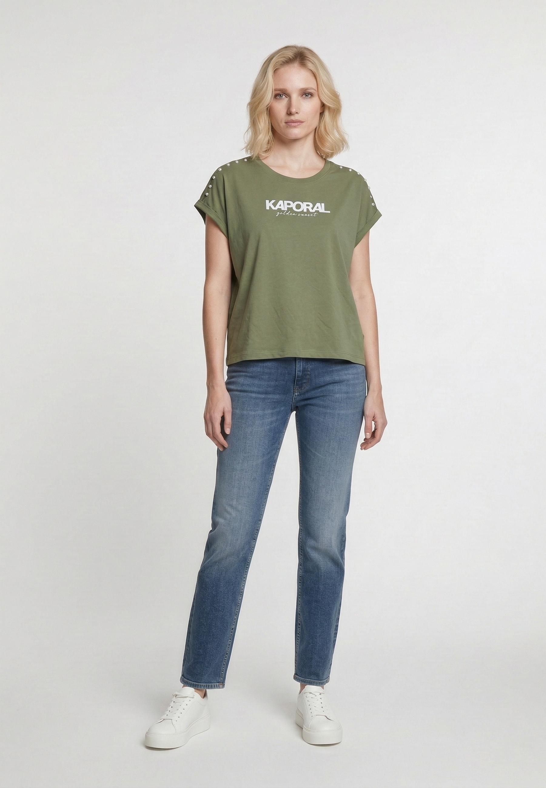 kaporal-kopy-t-shirt-damen-khaki-baumwolle image 1