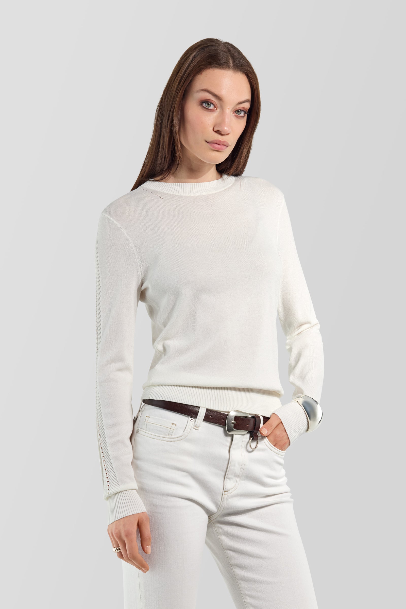 gas-rosita-round-1583-pullover-damen-wei-viskose-lochmuster image 1