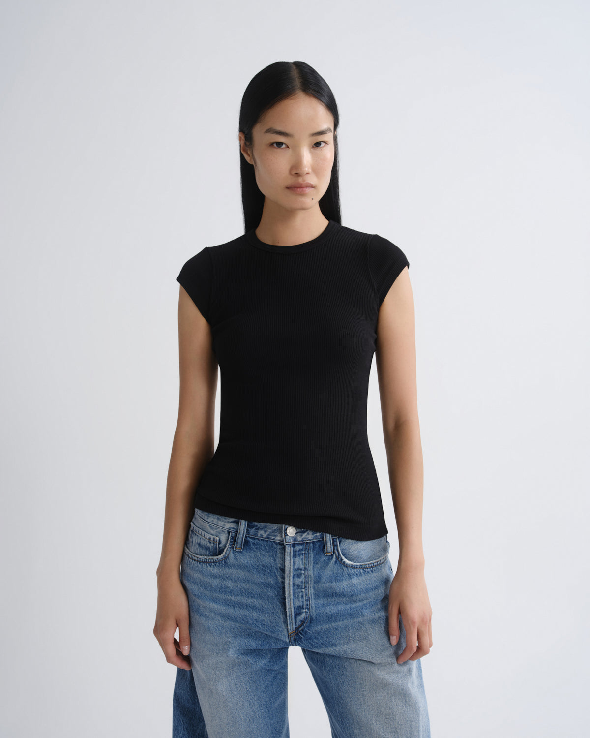 agolde-edison-tee-black-damen-t-shirt-schwarz-bio-baumwolle image 1