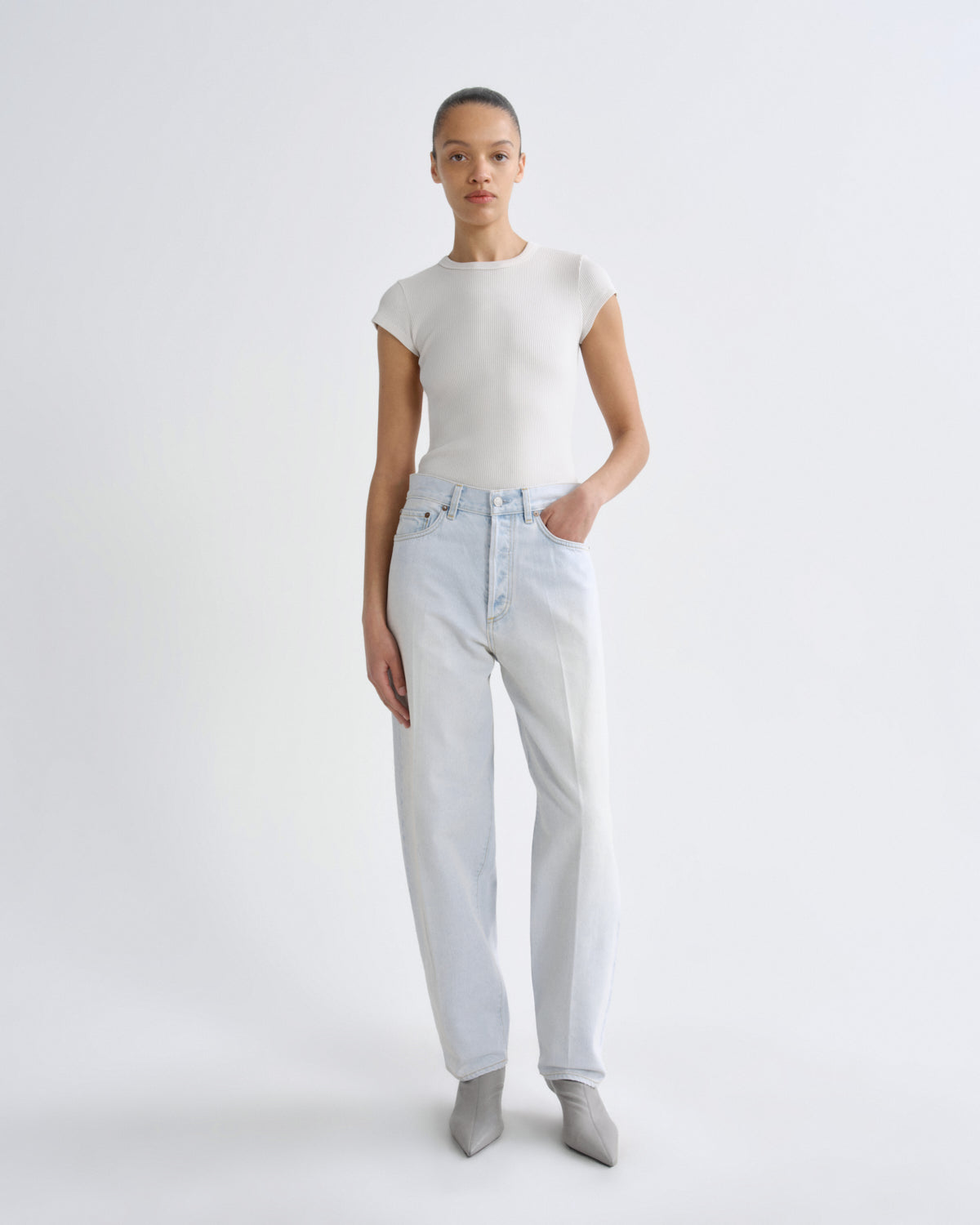 agolde-edison-tee-t-shirt-bone-damen-rippstrick image 3