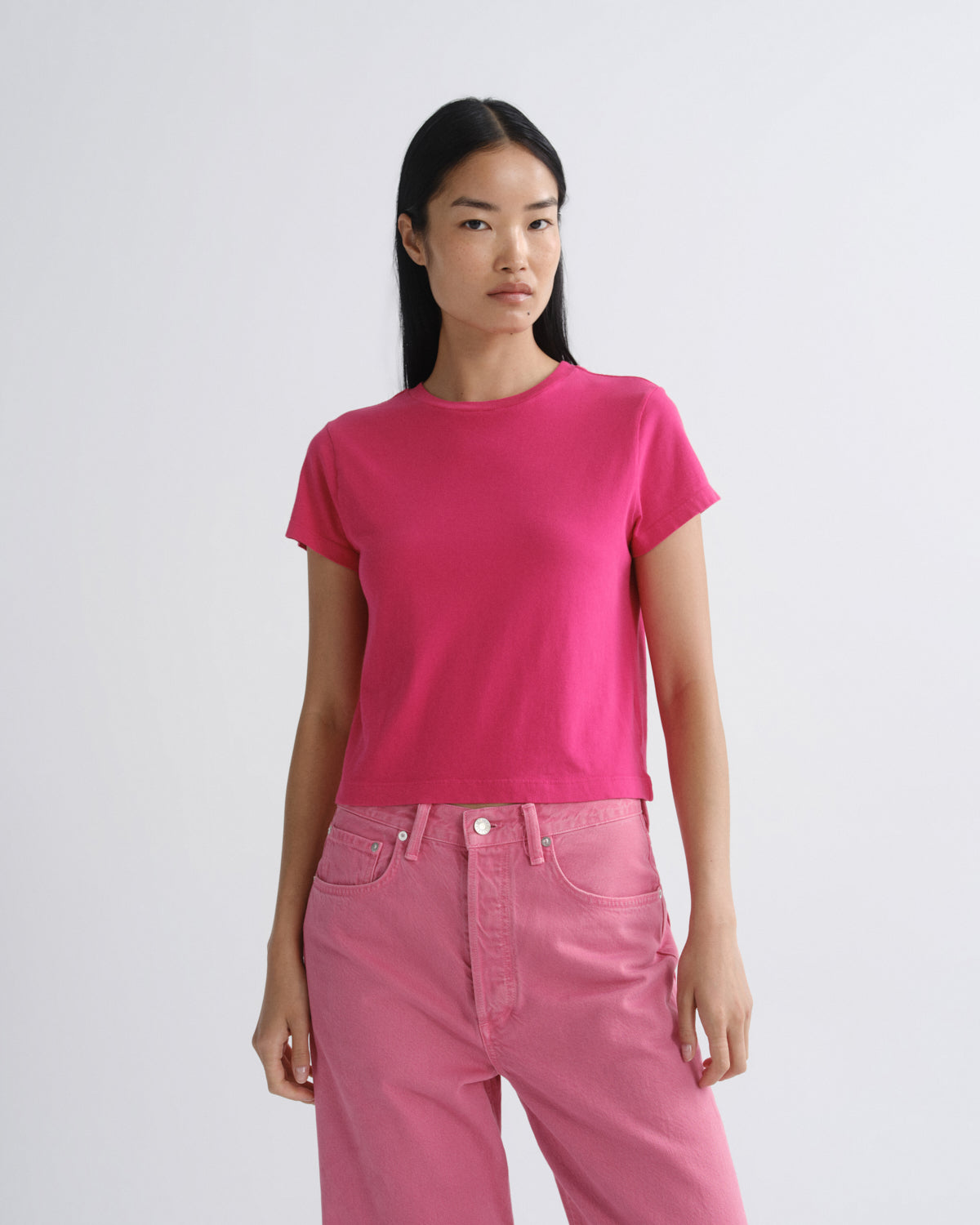 agolde-adine-shrunken-tee-t-shirt-cerise-bio-baumwolle image 1