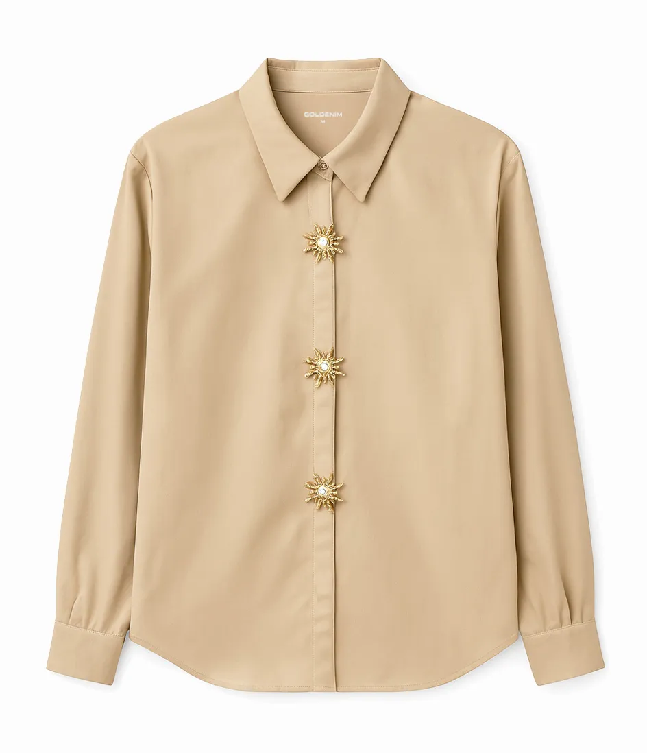 goldenim-paris-femme-chemise-broche-beige-bluse-mit-brosche image 1