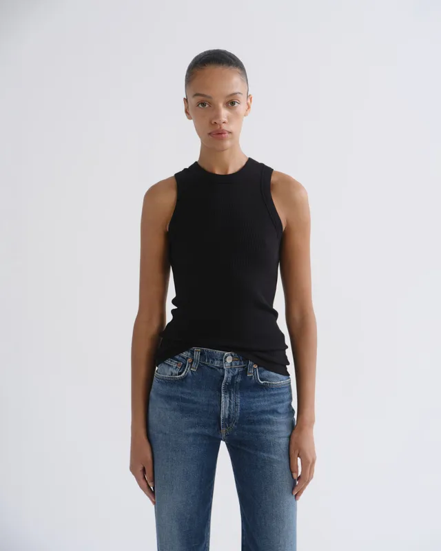 agolde-leigh-tank-top-schwarz-gerippte-baumwolle image 1