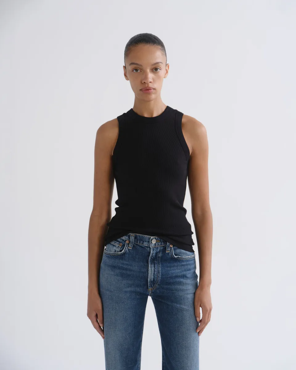 agolde-leigh-tank-top-schwarz-gerippte-baumwolle image 1