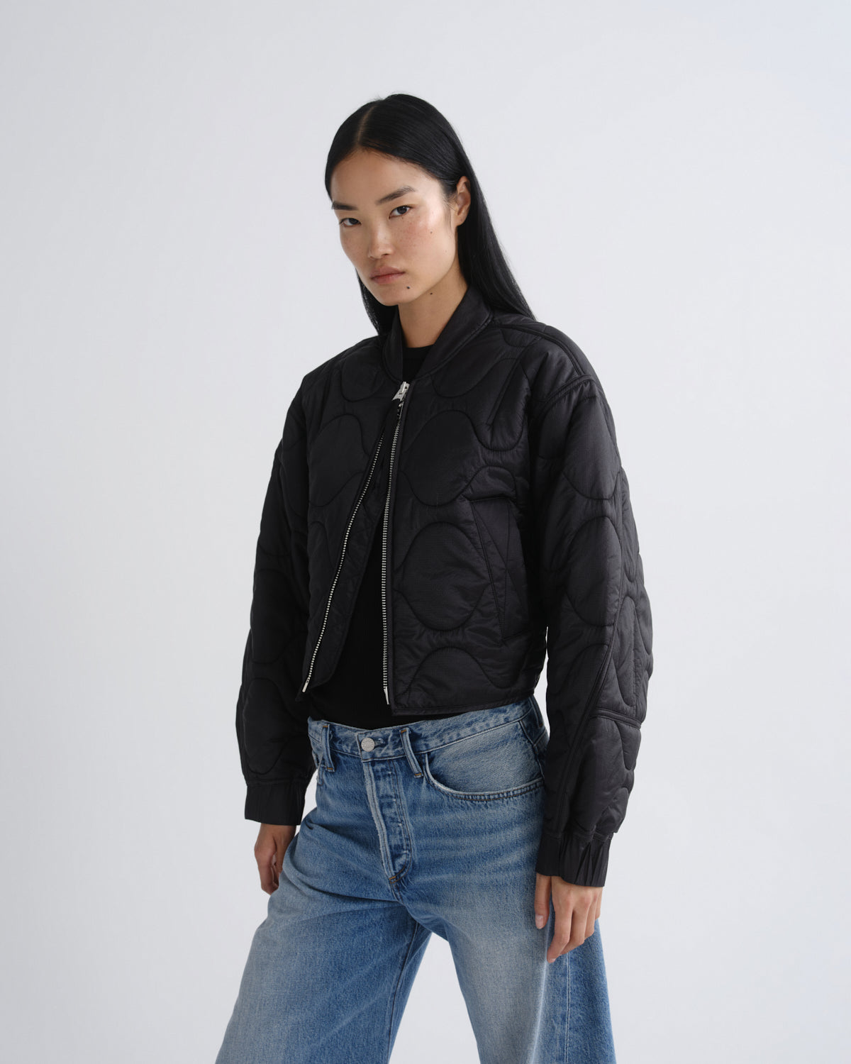 agolde-iona-quilted-jacket-steppjacke-schwarz-nylon image 1