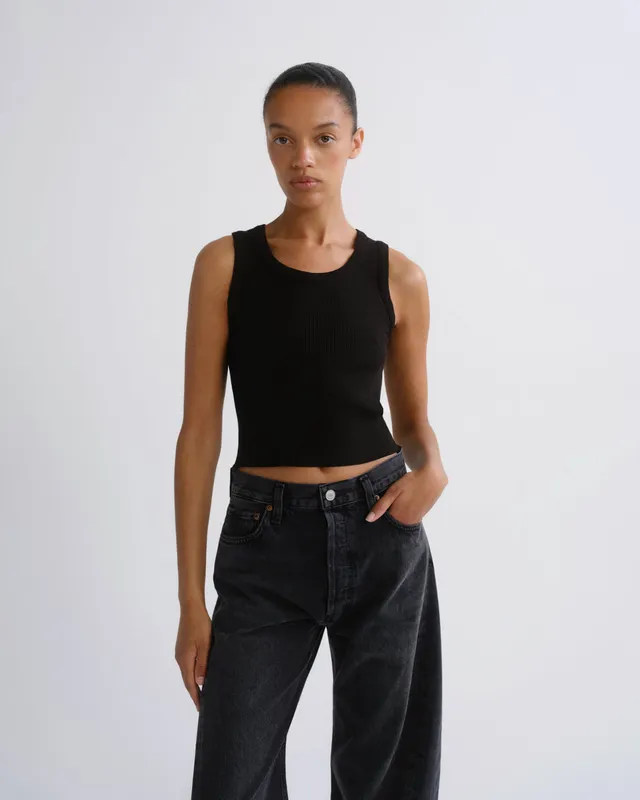 agolde-shrunken-poppy-tank-top-schwarz-bio-baumwolle image 1