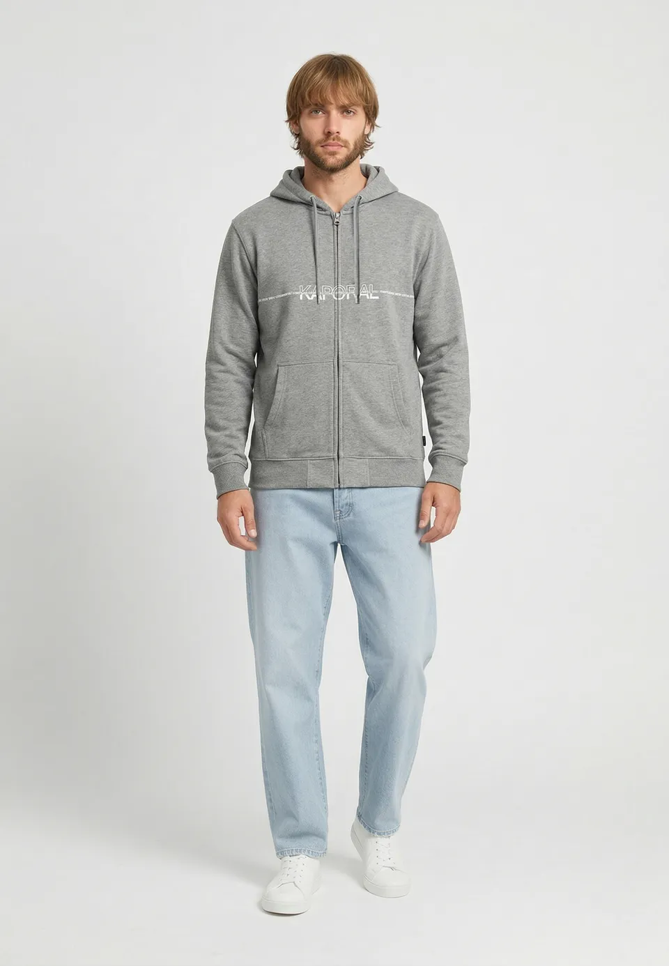 kaporal-rolan-sweatshirt-grau-meliert-reissverschluss image 1