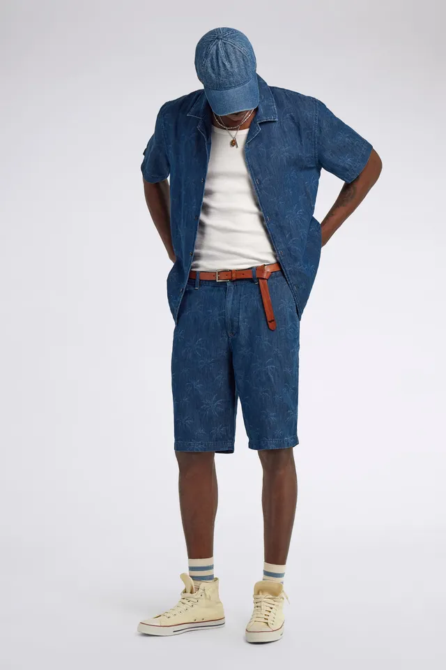 gas-duke-chino-shorts-herren-indigo-palmen-print image 1