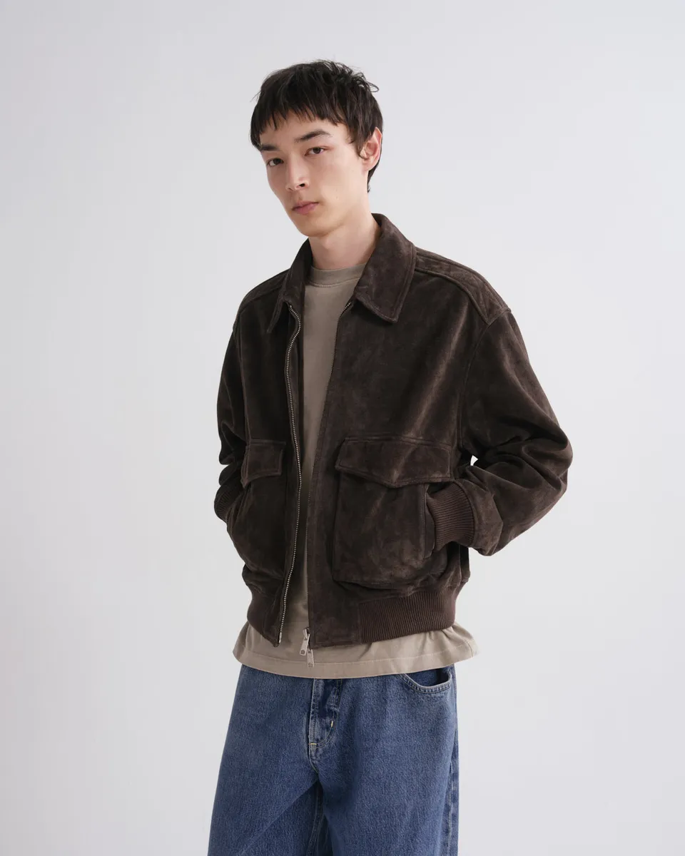 agolde-emil-bomber-seal-brown-braun-wildlederjacke image 1