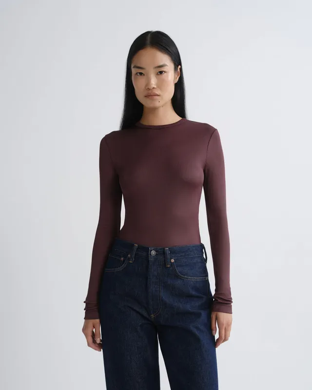 agolde-delphi-slim-tee-longsleeve-damen-corinth-bordeaux image 1