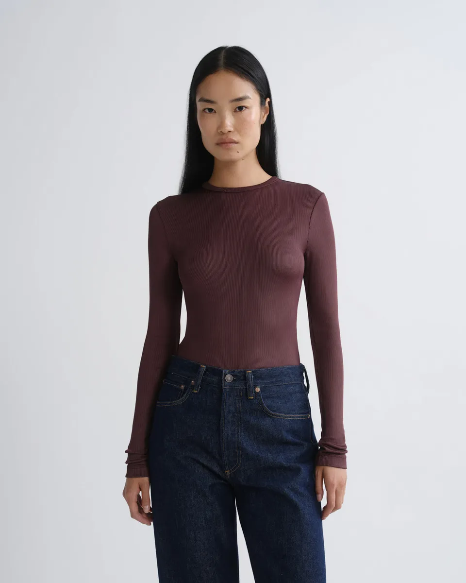 agolde-delphi-slim-tee-longsleeve-damen-corinth-bordeaux image 1