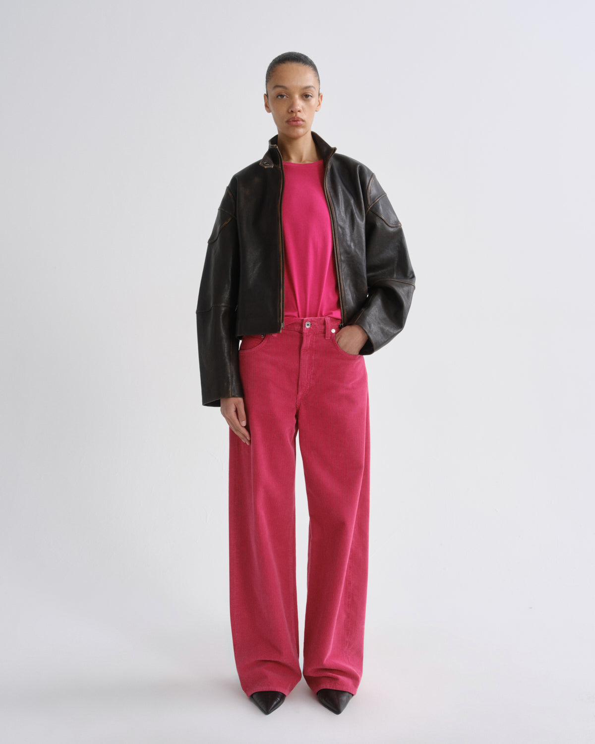 agolde-pierson-jacke-damen-chai-braun-leder-cropped image 5