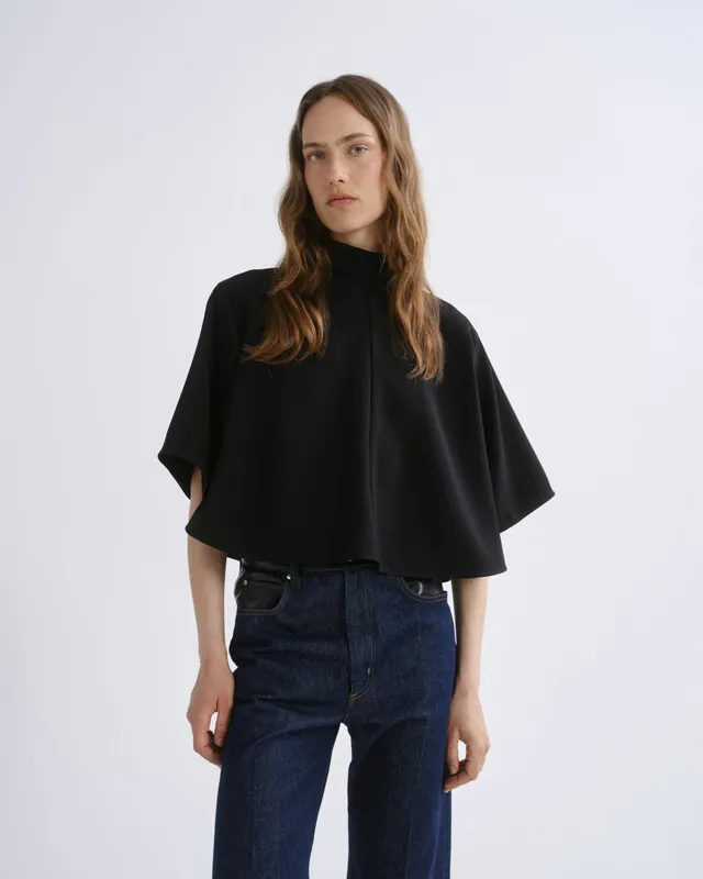 agolde-rom-top-damen-schwarz-crepe-cape image 1
