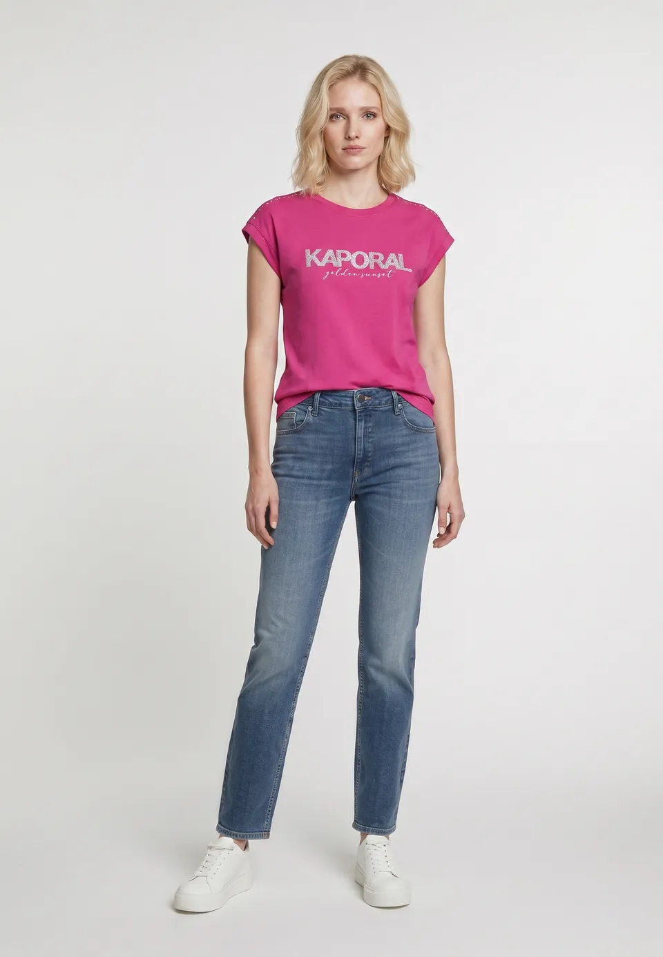 kaporal-kopy-t-shirt-damen-rosa-baumwolle-print image 1