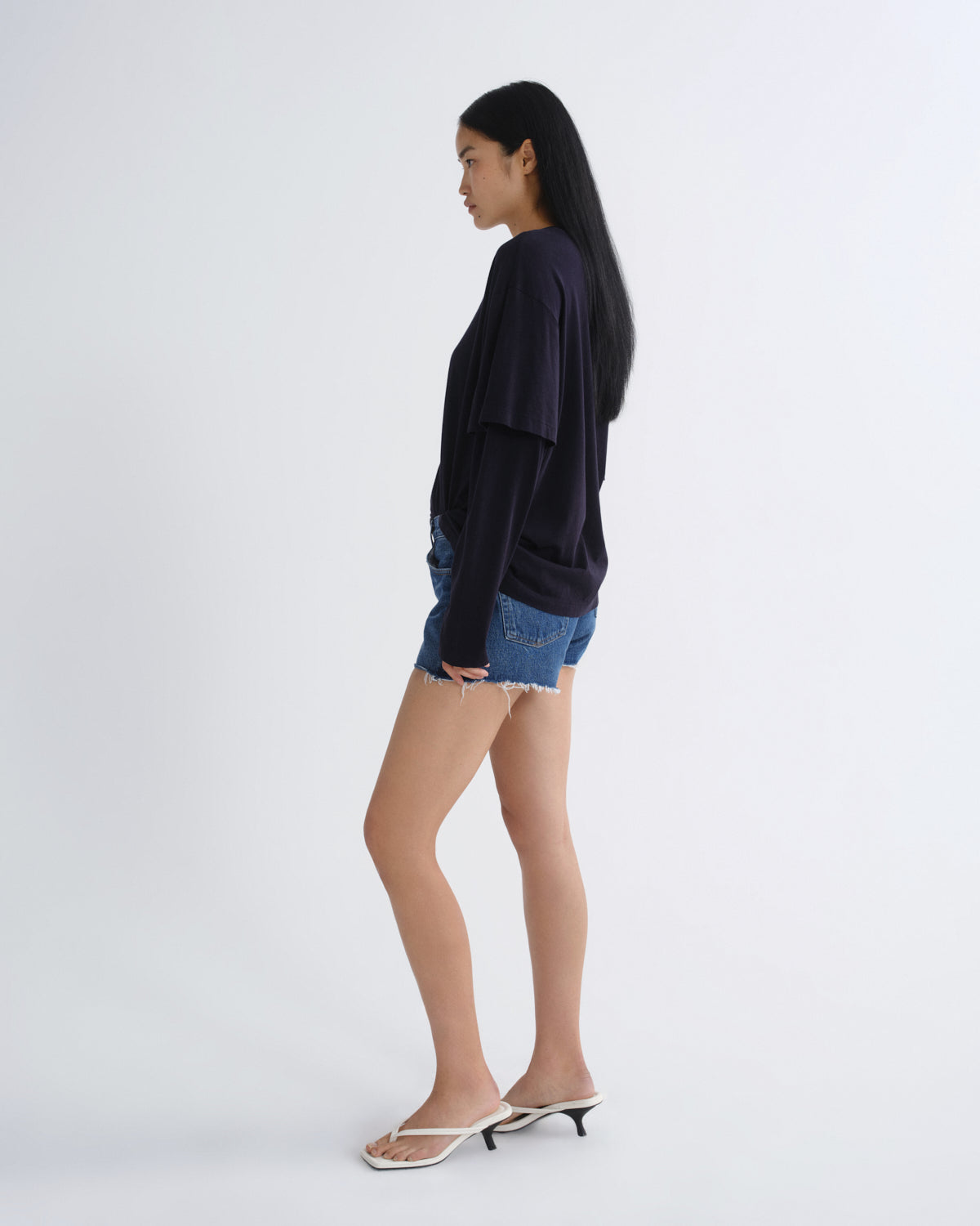 agolde-parker-cut-off-shorts-damen-chapter-dunkelblau-high-waist image 3