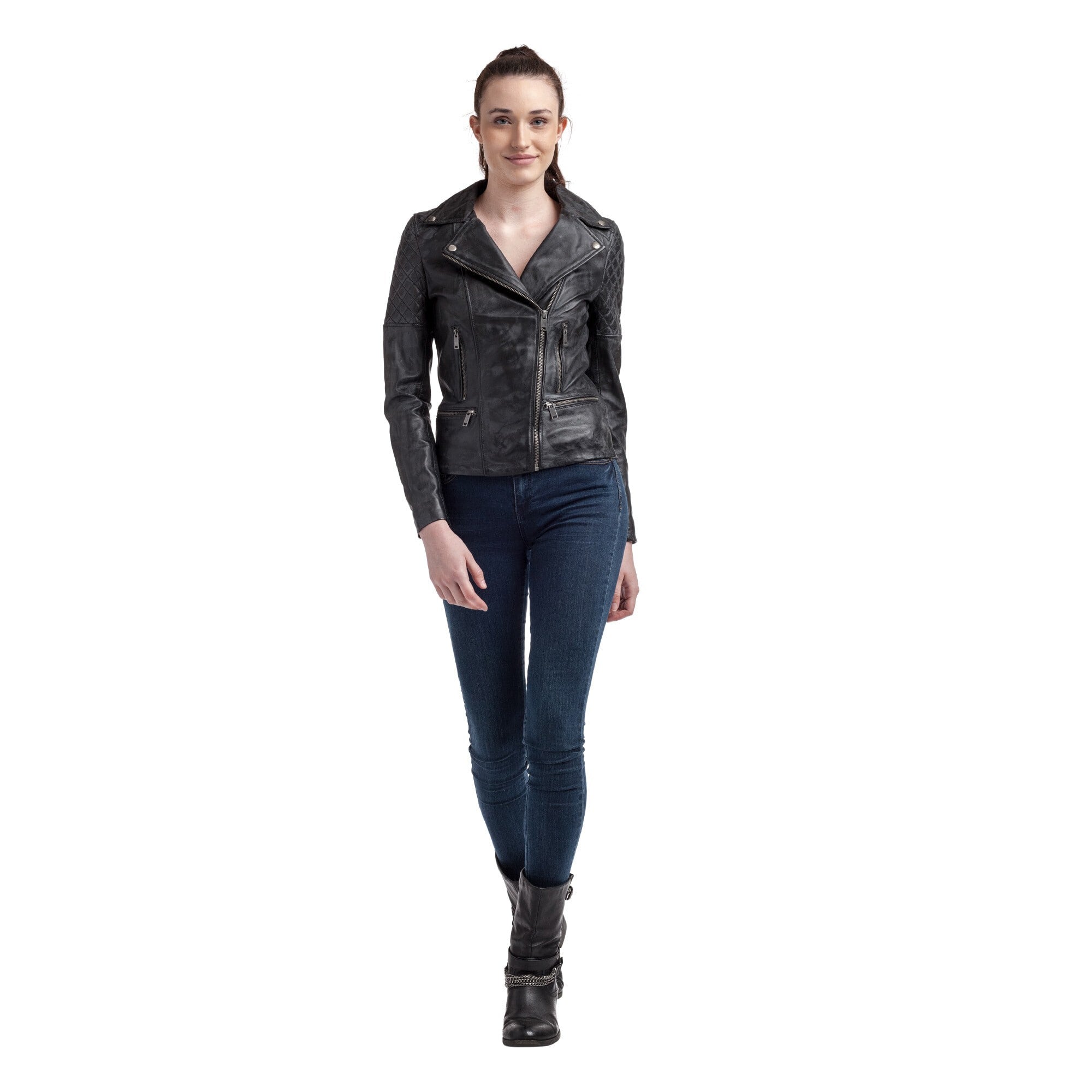 kaporal-megane-perfecto-damen-vintage-schwarz-echtleder image 2