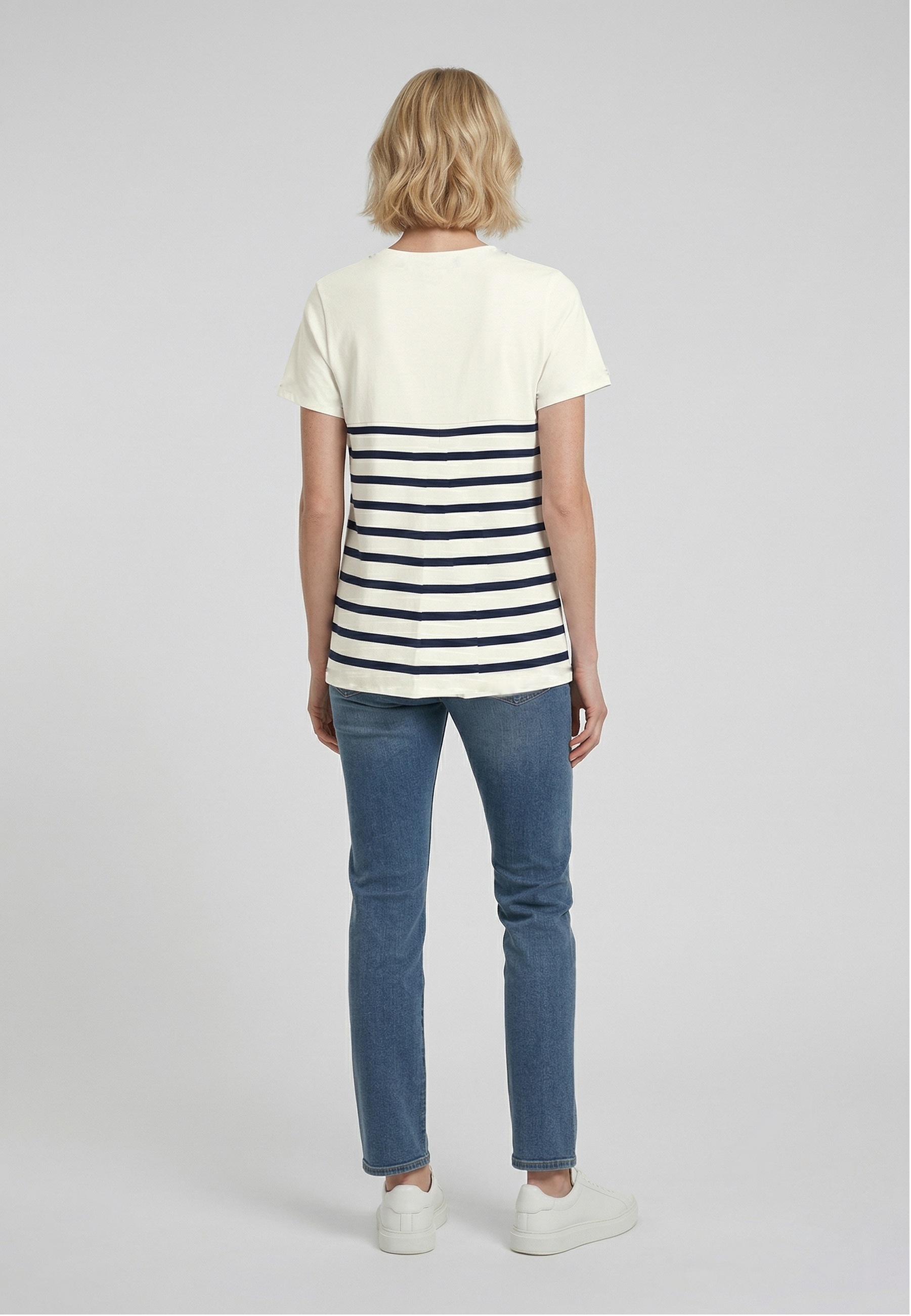 kaporal-kris-damen-t-shirt-slim-gestreift-ecru-baumwolle image 3
