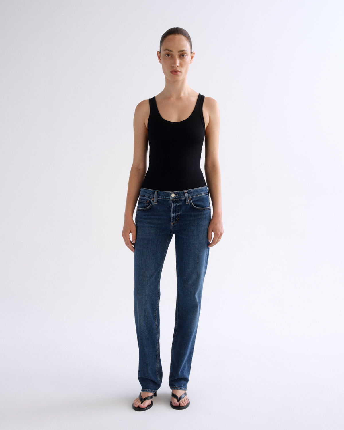 agolde-low-rise-slim-jeans-slick-mittelblau-stretch image 1