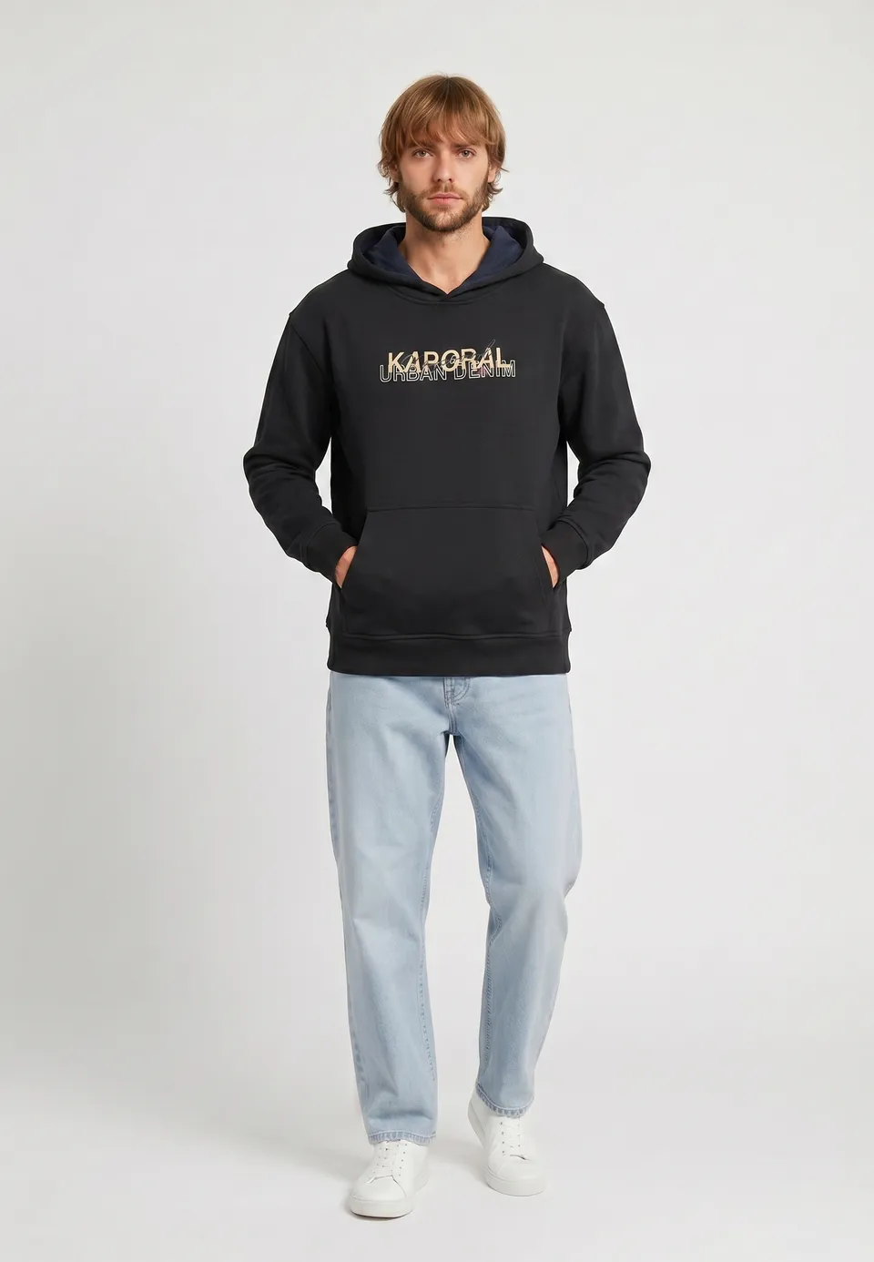 kaporal-ranko-hoodie-herren-schwarz-mit-kapuze-logo-print image 1