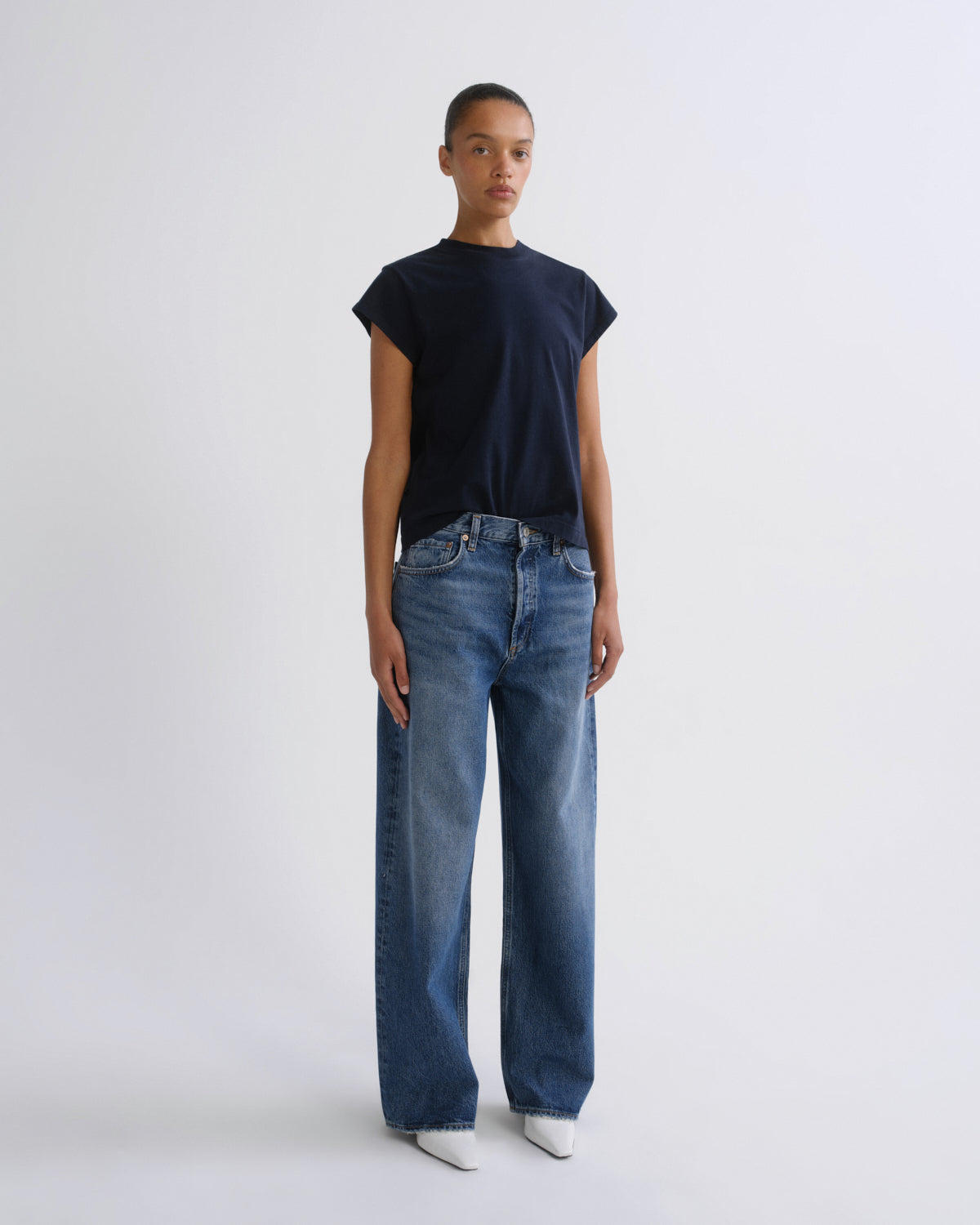 agolde-bryce-cap-sleeve-tee-t-shirt-storm-dunkelblau image 4