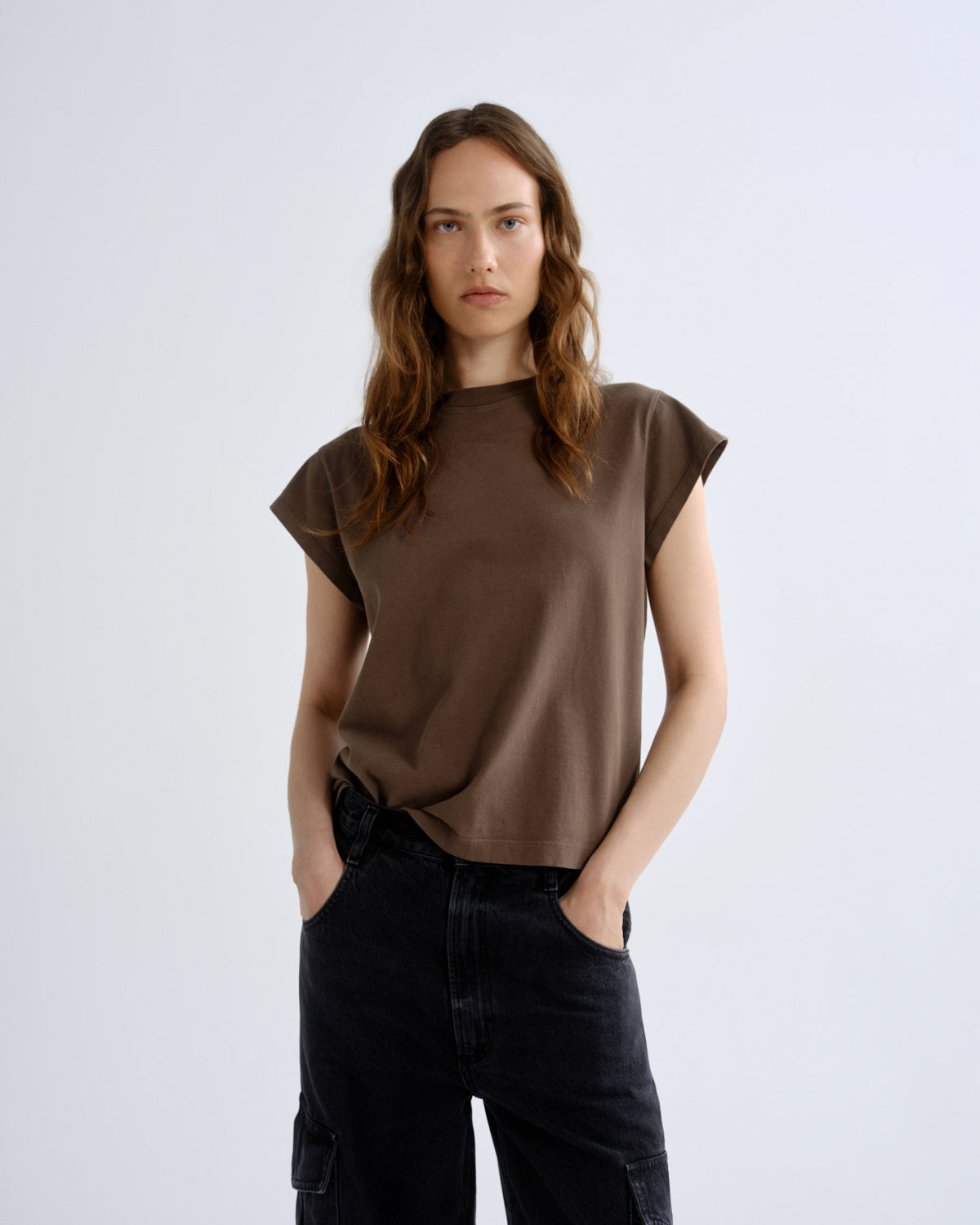 agolde-bryce-cap-sleeve-tee-t-shirt-uniform-oliv-baumwolle image 1