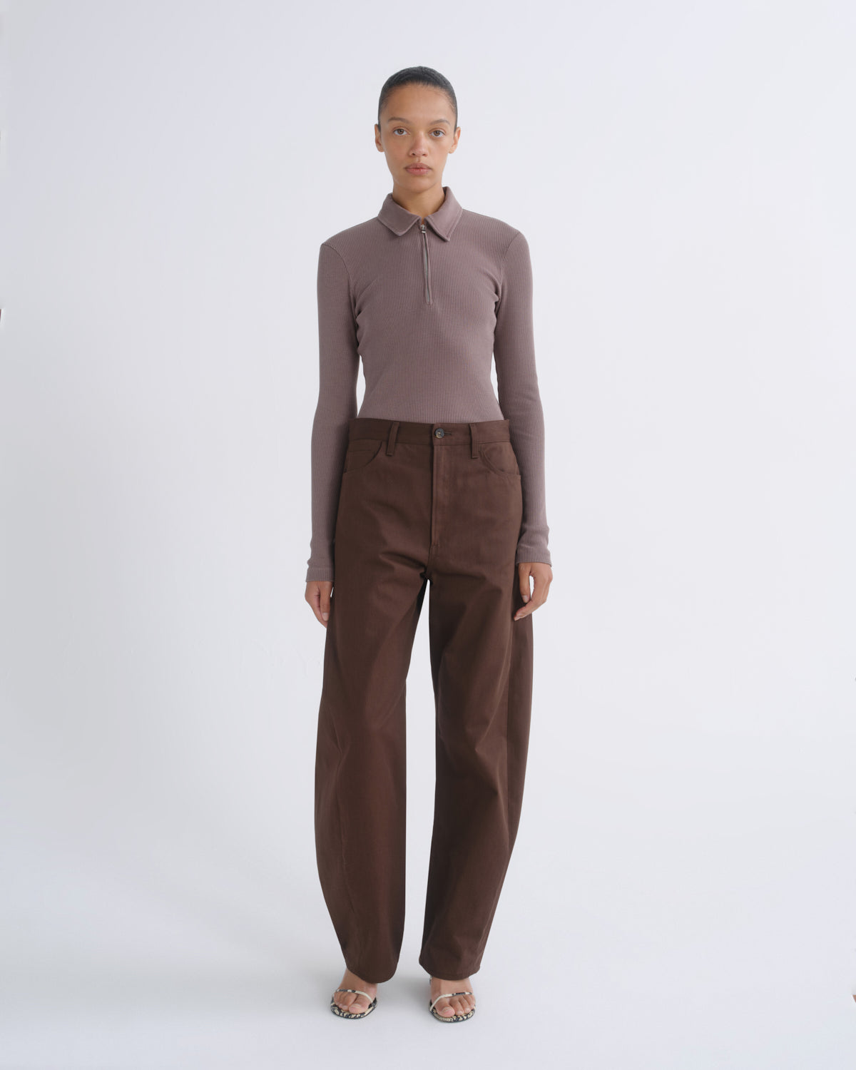 agolde-amica-zip-polo-poloshirt-mauvine-bio-baumwolle image 3