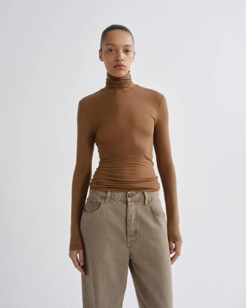 agolde-pascale-turtleneck-rollkragenpullover-honeycomb-braun image 1